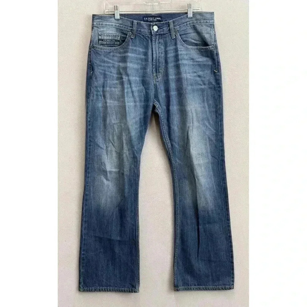 US Polo Assn Jeans Men's Sz 34x32 Bootcut Straight Leg Cotton Blue Denim
